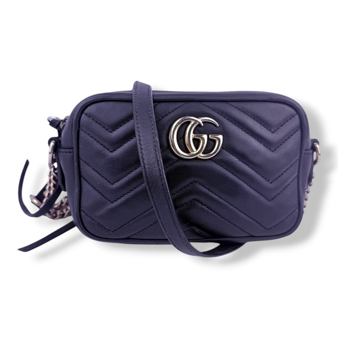 Gucci GG Marmont Black Leather Mini Handbag - Lux Central