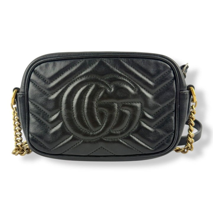 Gucci GG Marmont Black Leather Mini Handbag - Lux Central