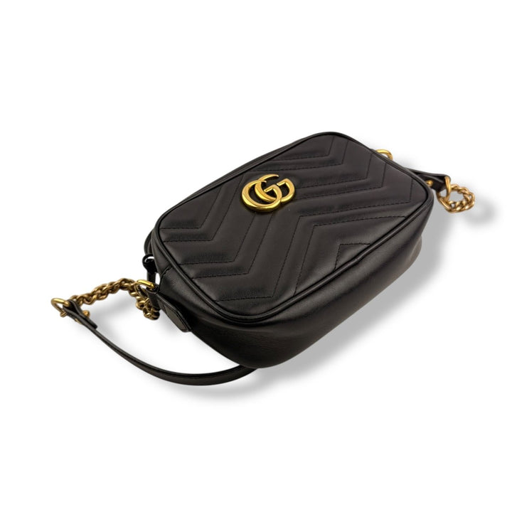 Gucci GG Marmont Black Leather Mini Handbag - Lux Central
