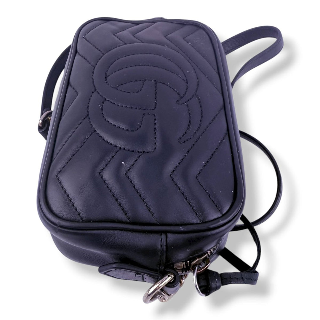 Gucci GG Marmont Black Leather Mini Handbag - Lux Central