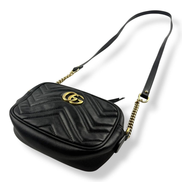 Gucci GG Marmont Black Leather Mini Handbag - Lux Central