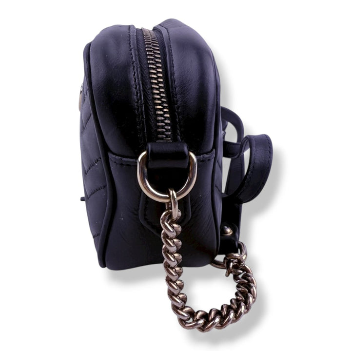 Gucci GG Marmont Black Leather Mini Handbag - Lux Central
