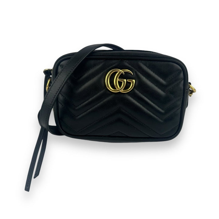 Gucci GG Marmont Black Leather Mini Handbag - Lux Central