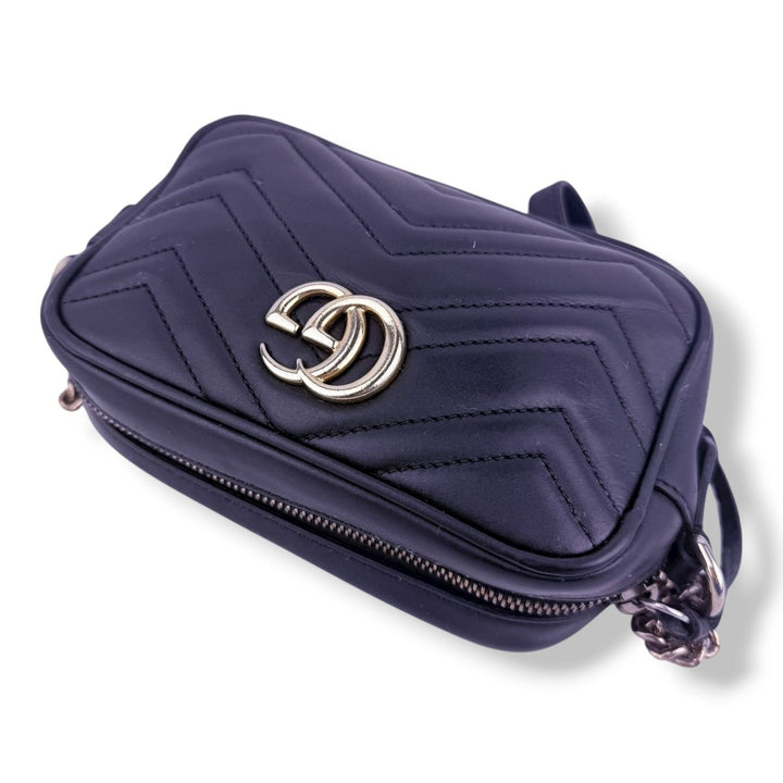 Gucci GG Marmont Black Leather Mini Handbag - Lux Central