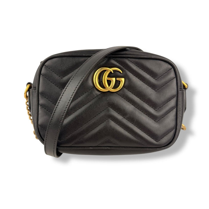 Gucci GG Marmont Black Leather Mini Handbag - Lux Central