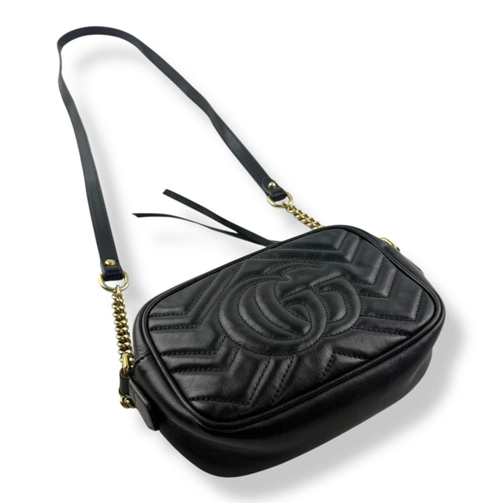 Gucci GG Marmont Black Leather Mini Handbag - Lux Central