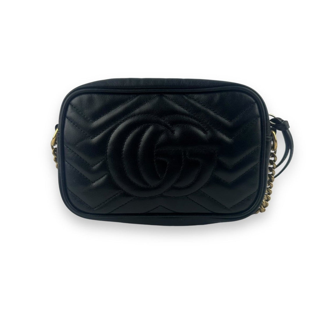 Gucci GG Marmont Black Leather Mini Handbag - Lux Central