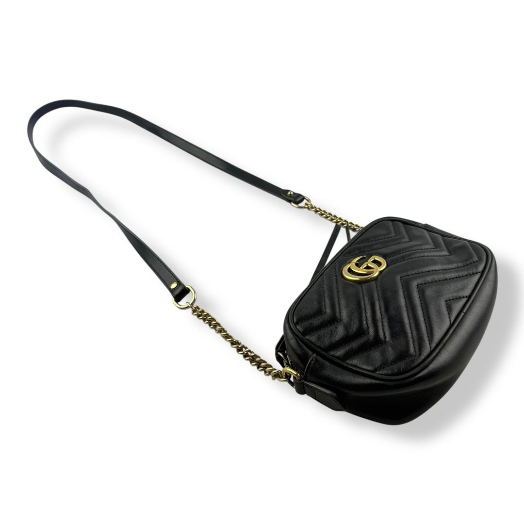 Gucci GG Marmont Black Leather Mini Handbag - Lux Central