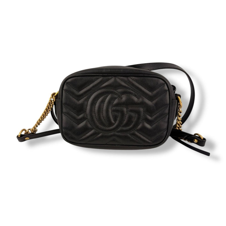 Gucci GG Marmont Black Leather Mini Handbag - Lux Central