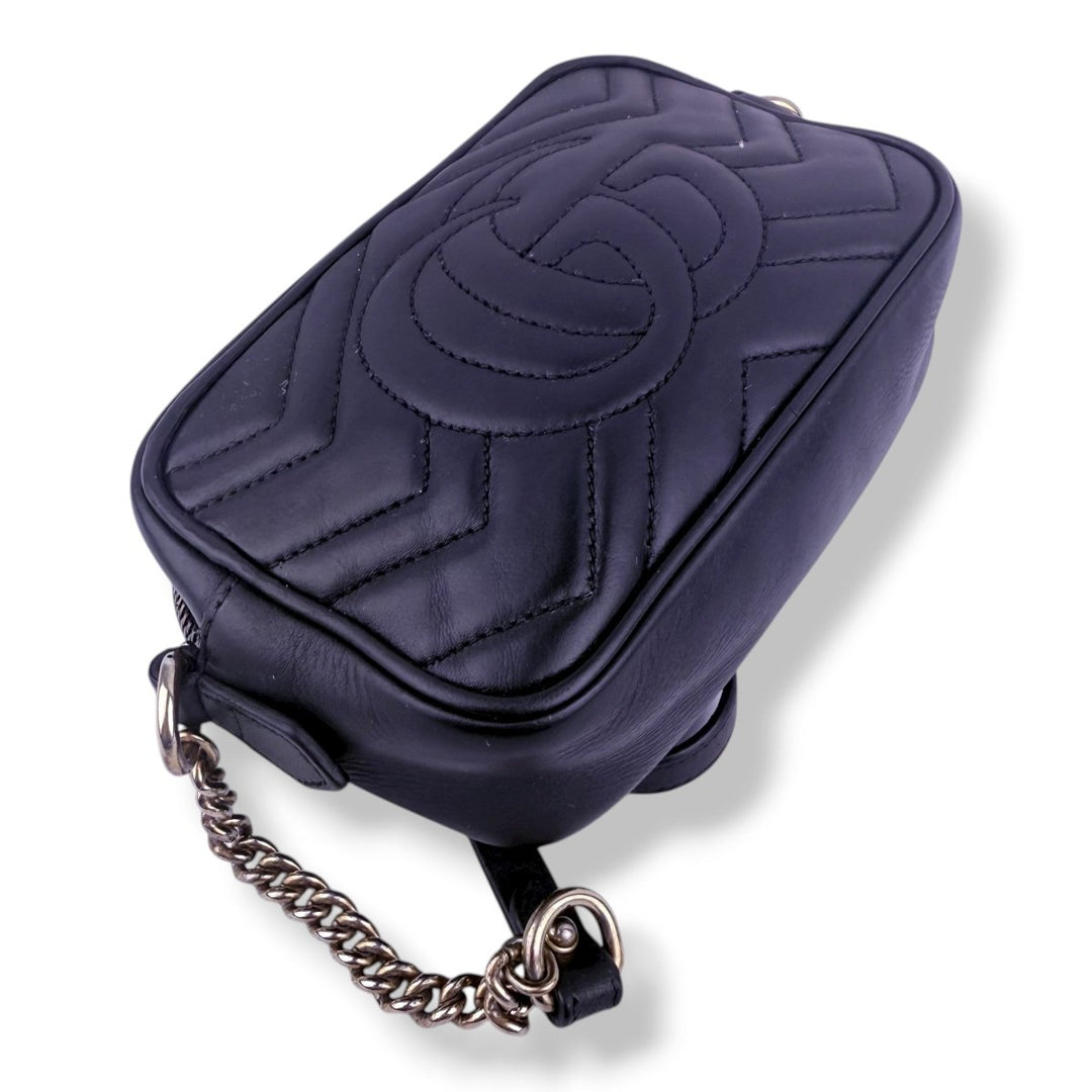 Gucci GG Marmont Black Leather Mini Handbag - Lux Central