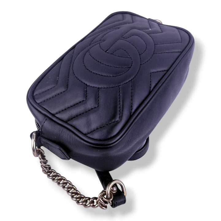 Gucci GG Marmont Black Leather Mini Handbag - Lux Central