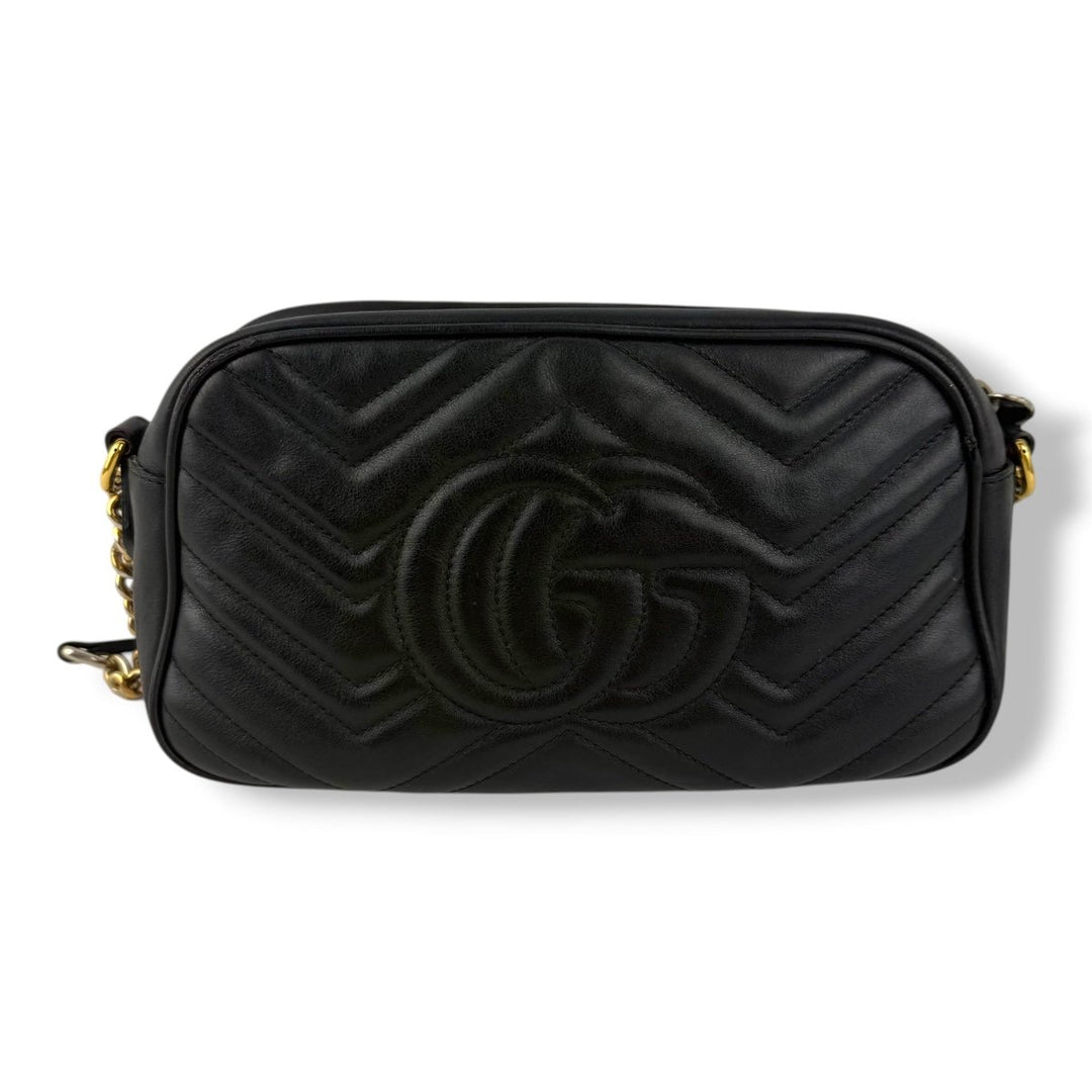 Gucci GG Marmont Black Leather Small Handbag - Lux Central