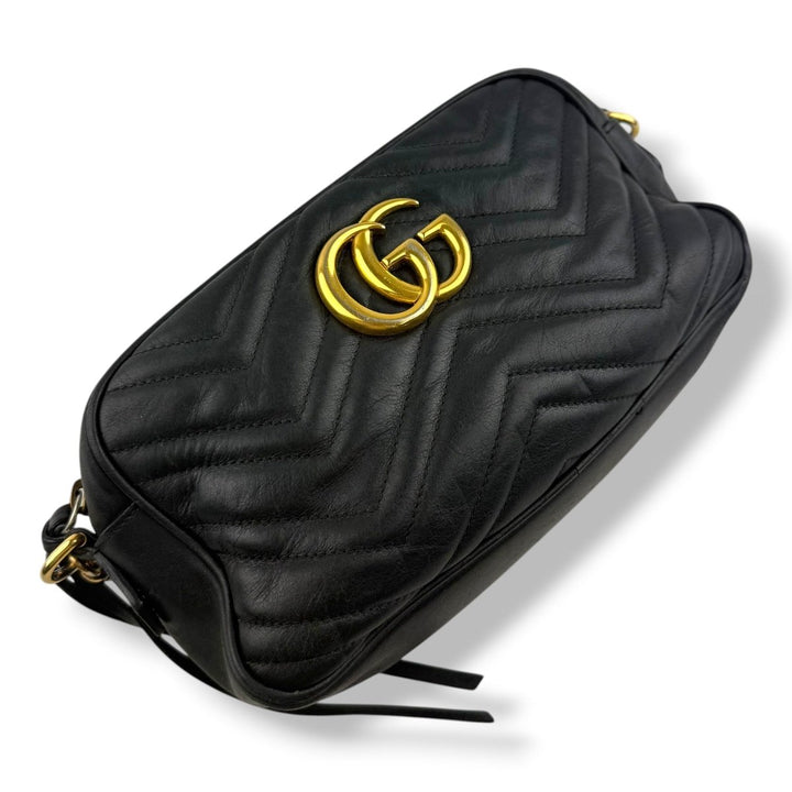 Gucci GG Marmont Black Leather Small Handbag - Lux Central