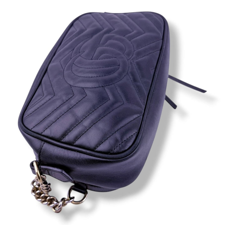 Gucci GG Marmont Black Leather Small Handbag - Lux Central