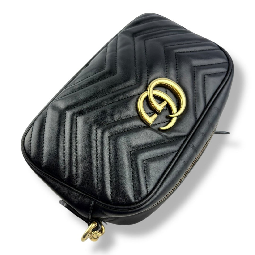 Gucci GG Marmont Black Leather Small Handbag - Lux Central
