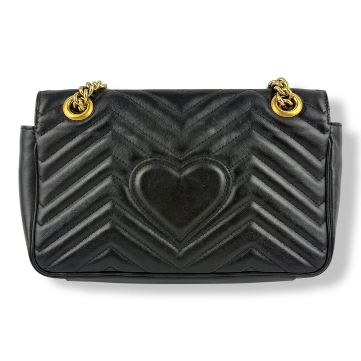 Gucci GG Marmont Black Leather Small Handbag - Lux Central