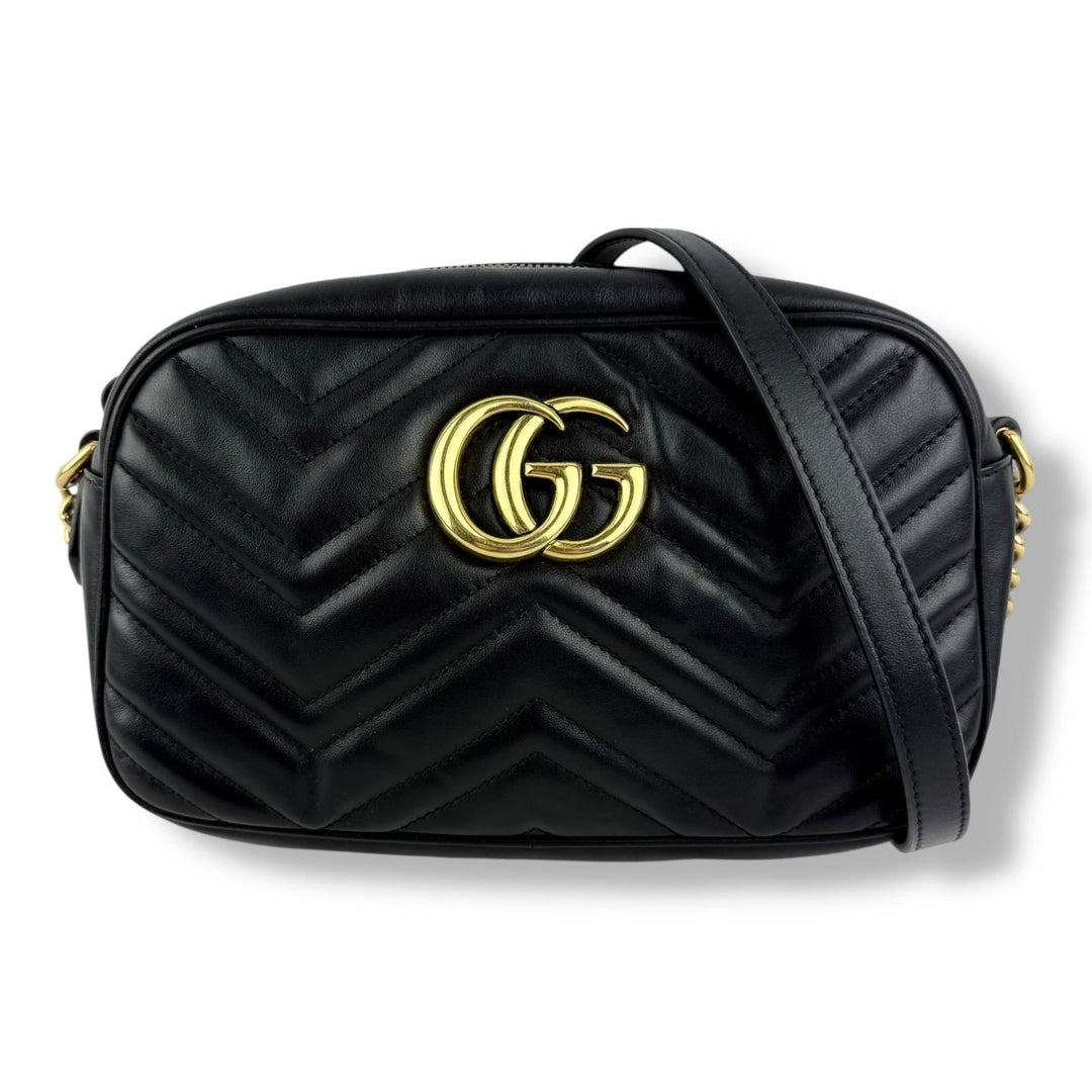 Gucci GG Marmont Black Leather Small Handbag - Lux Central