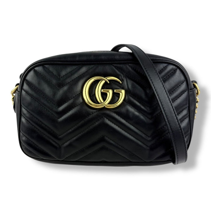 Gucci GG Marmont Black Leather Small Handbag - Lux Central