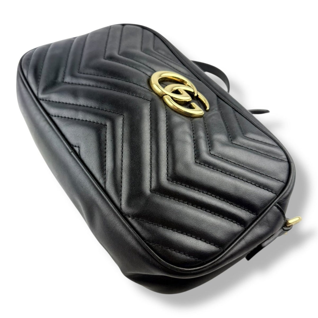 Gucci GG Marmont Black Leather Small Handbag - Lux Central