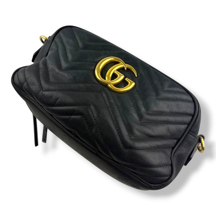 Gucci GG Marmont Black Leather Small Handbag - Lux Central