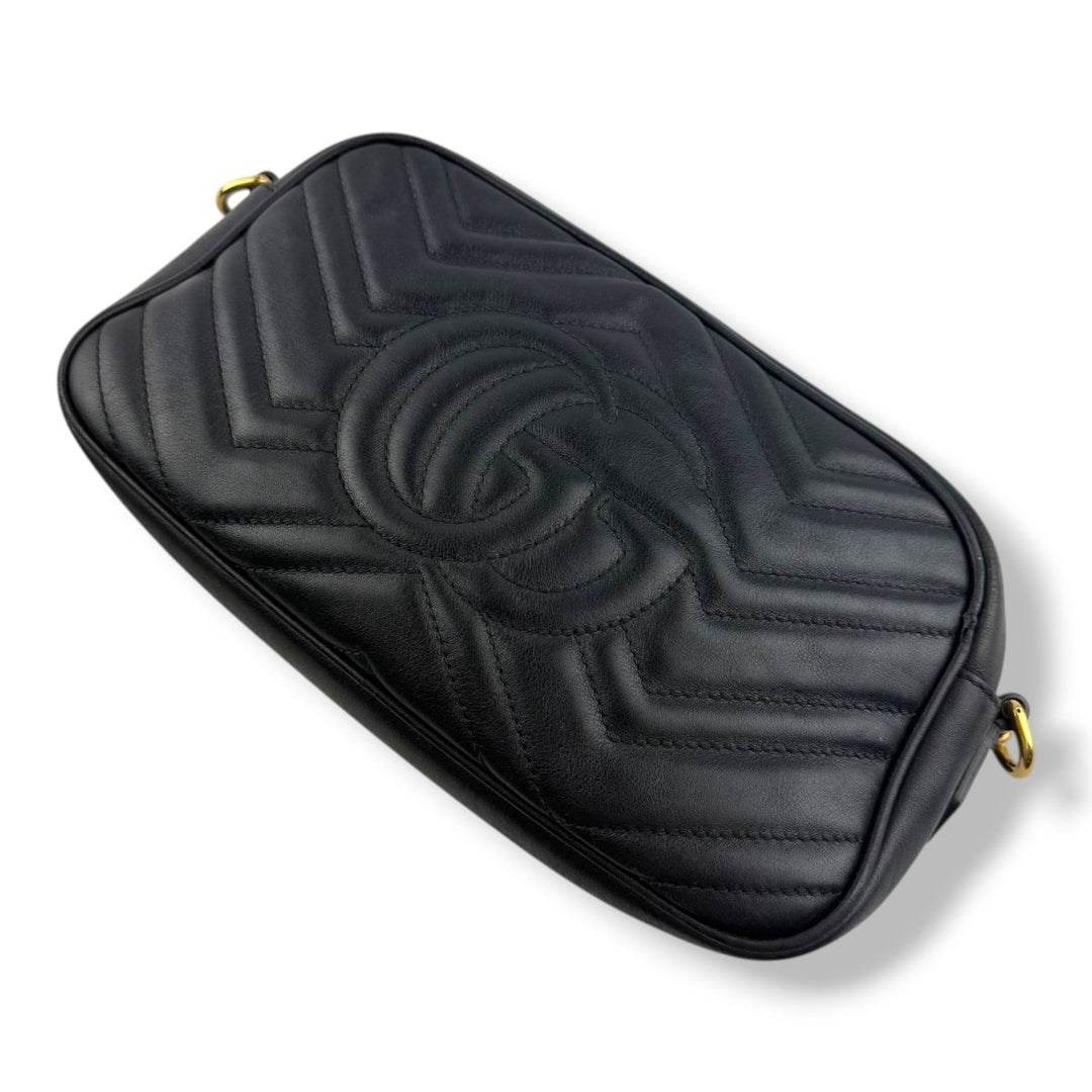 Gucci GG Marmont Black Leather Small Handbag - Lux Central