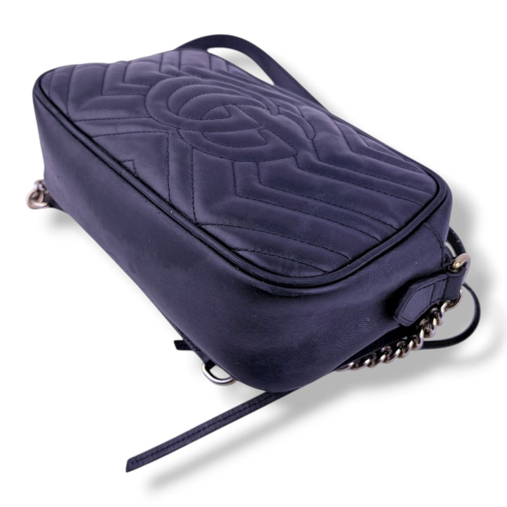Gucci GG Marmont Black Leather Small Handbag - Lux Central
