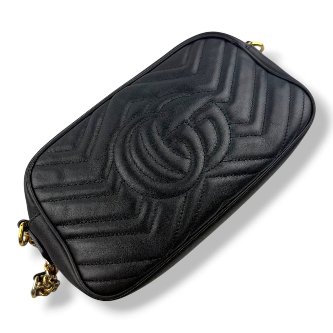 Gucci GG Marmont Black Leather Small Handbag - Lux Central