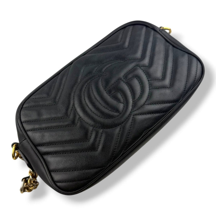 Gucci GG Marmont Black Leather Small Handbag - Lux Central