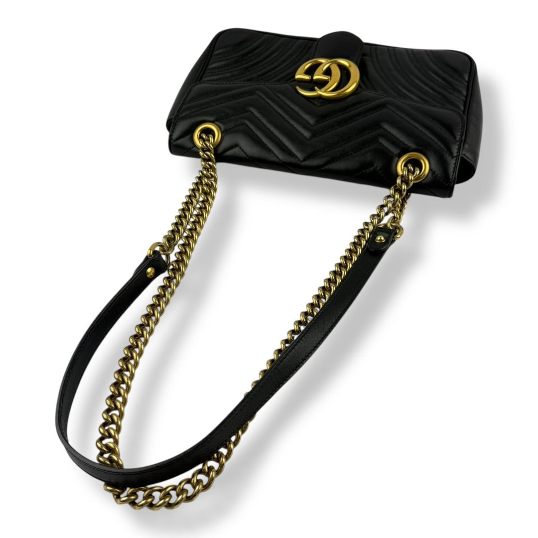 Gucci GG Marmont Black Leather Small Handbag - Lux Central