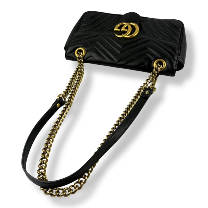 Gucci GG Marmont Black Leather Small Handbag - Lux Central