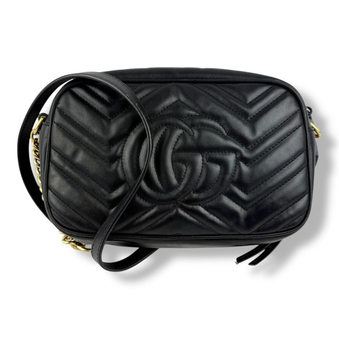Gucci GG Marmont Black Leather Small Handbag - Lux Central