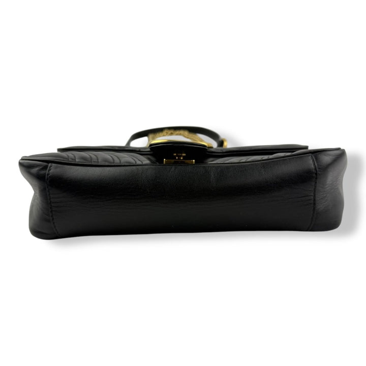 Gucci GG Marmont Black Leather Small Handbag - Lux Central