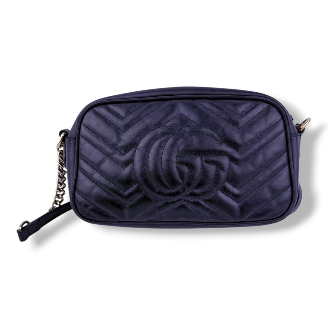 Gucci GG Marmont Black Leather Small Handbag - Lux Central
