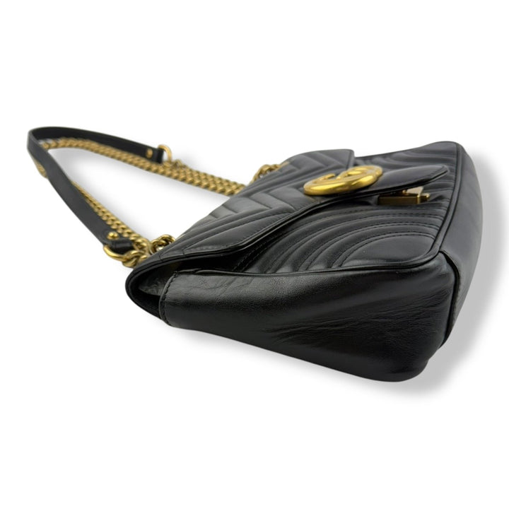 Gucci GG Marmont Black Leather Small Handbag - Lux Central