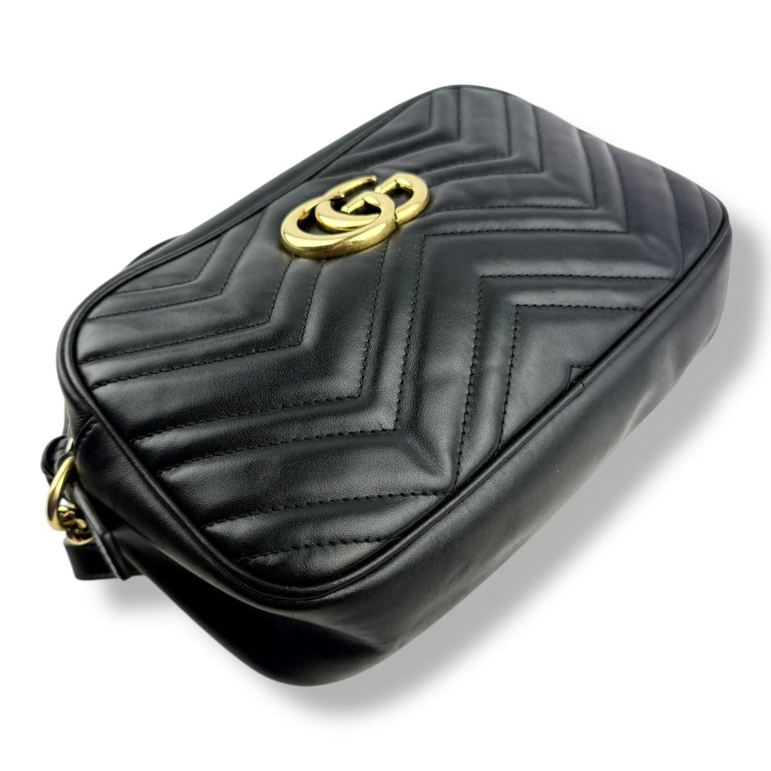 Gucci GG Marmont Black Leather Small Handbag - Lux Central