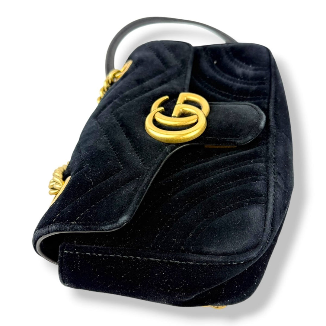 Gucci GG Marmont Black Velvet Mini Handbag - Lux Central