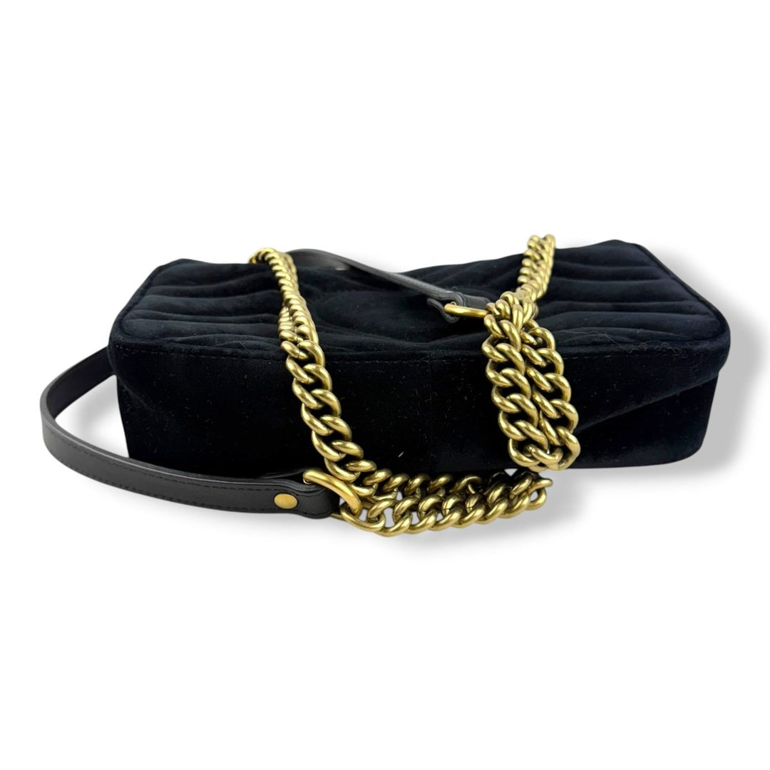 Gucci GG Marmont Black Velvet Mini Handbag - Lux Central