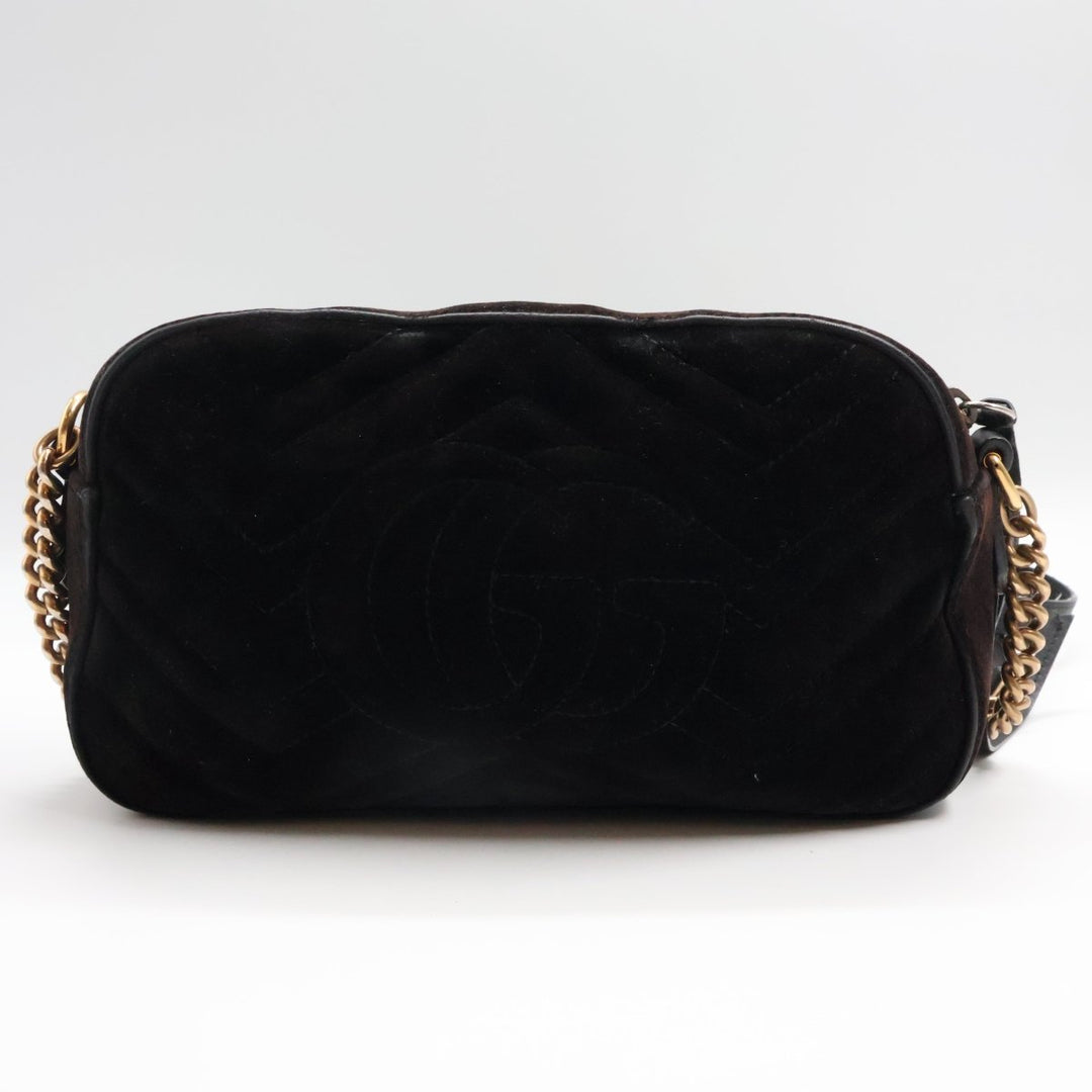 Gucci GG Marmont Black Velvet Small Camera Handbag - Lux Central