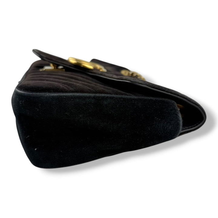 Gucci GG Marmont Black Velvet Small Handbag - Lux Central