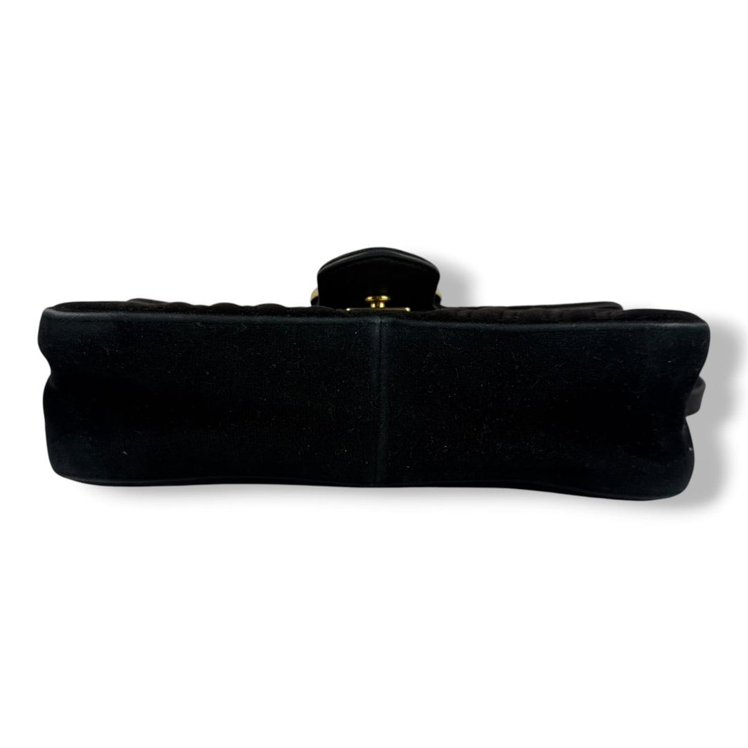Gucci GG Marmont Black Velvet Small Handbag - Lux Central