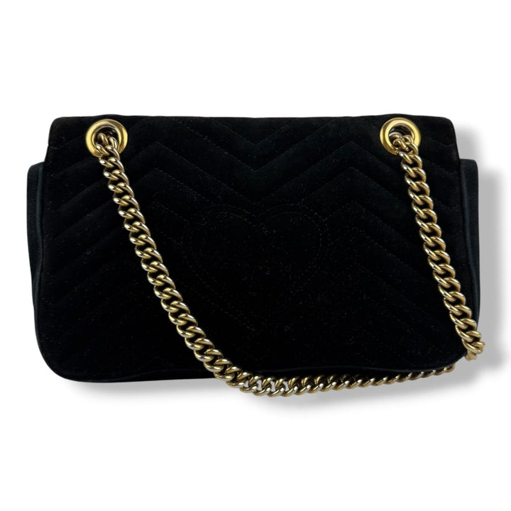 Gucci GG Marmont Black Velvet Small Handbag - Lux Central
