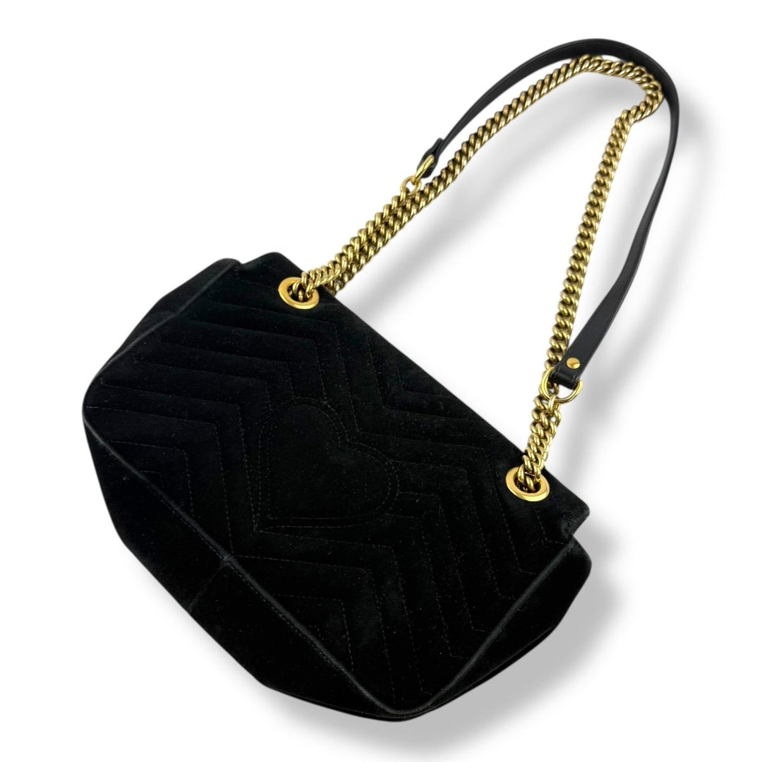Gucci GG Marmont Black Velvet Small Handbag - Lux Central