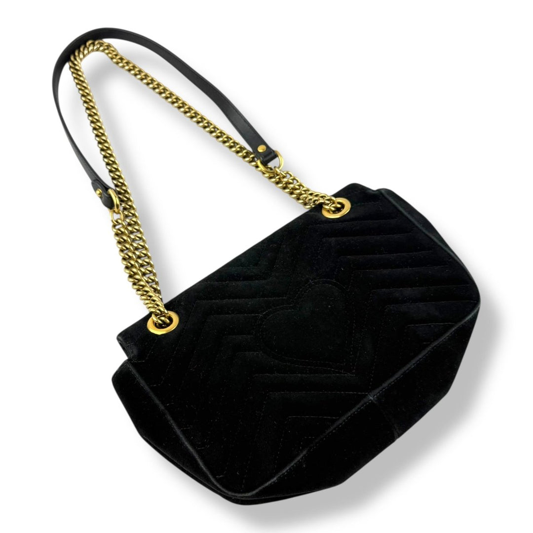 Gucci GG Marmont Black Velvet Small Handbag - Lux Central