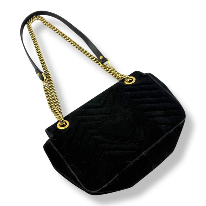 Gucci GG Marmont Black Velvet Small Handbag - Lux Central