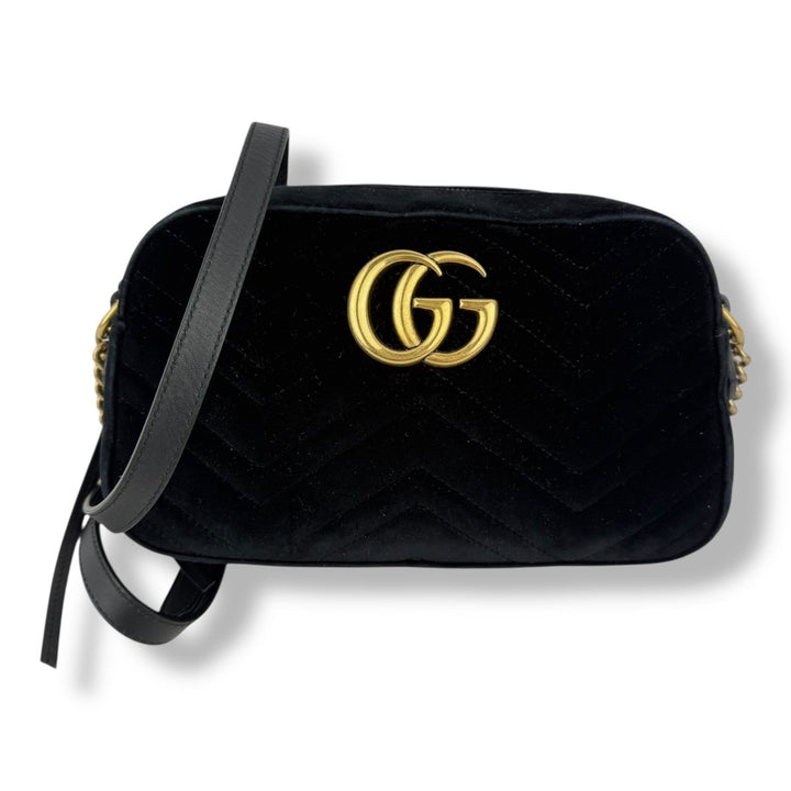 Gucci GG Marmont Black Velvet Small Handbag - Lux Central