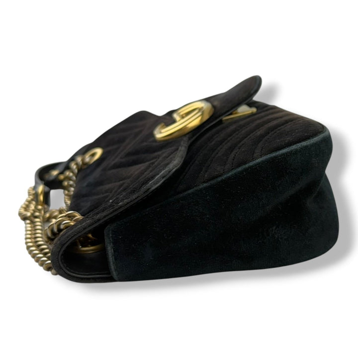 Gucci GG Marmont Black Velvet Small Handbag - Lux Central