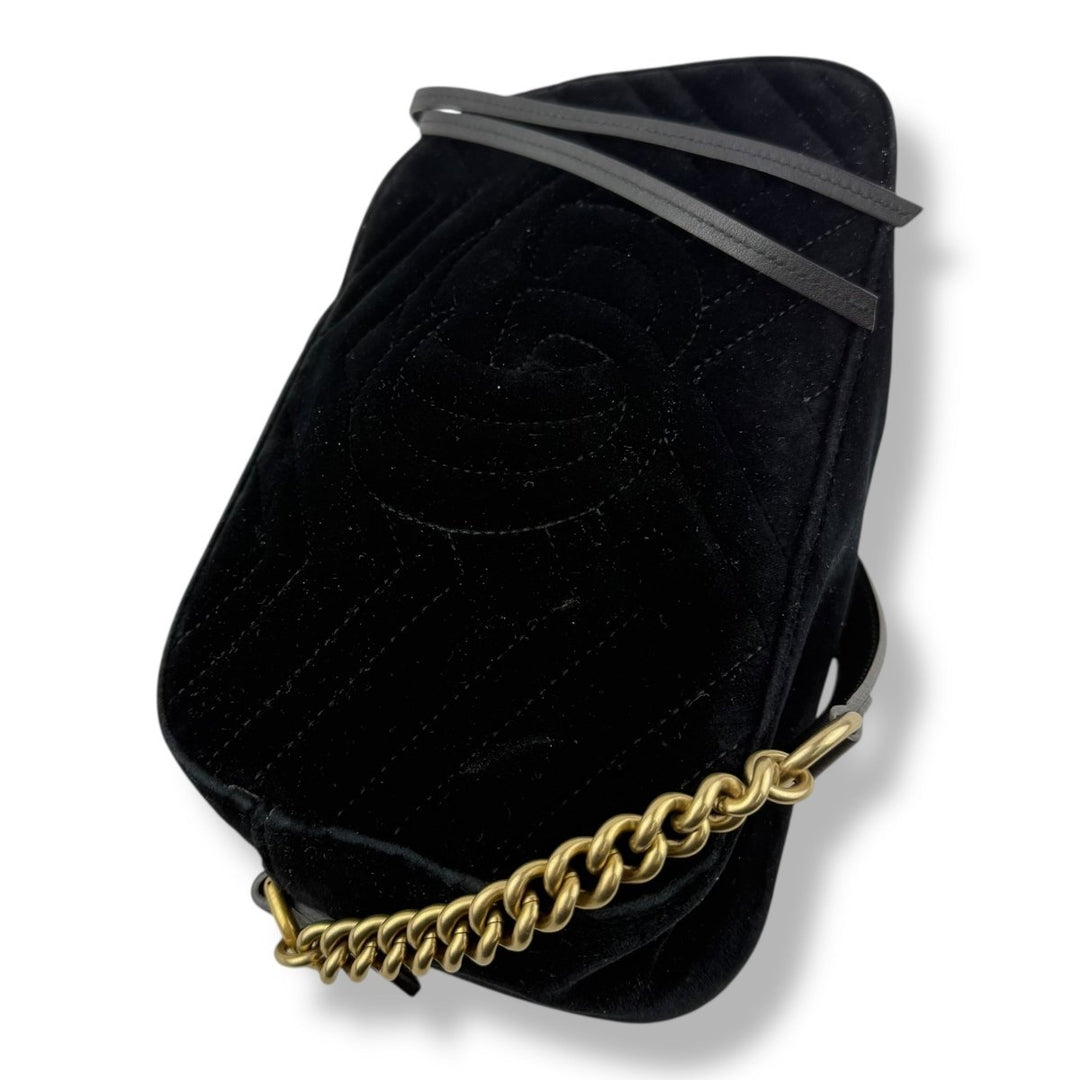 Gucci GG Marmont Black Velvet Small Handbag - Lux Central