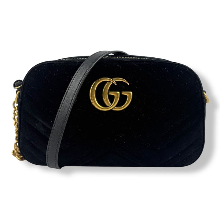 Gucci GG Marmont Black Velvet Small Handbag - Lux Central