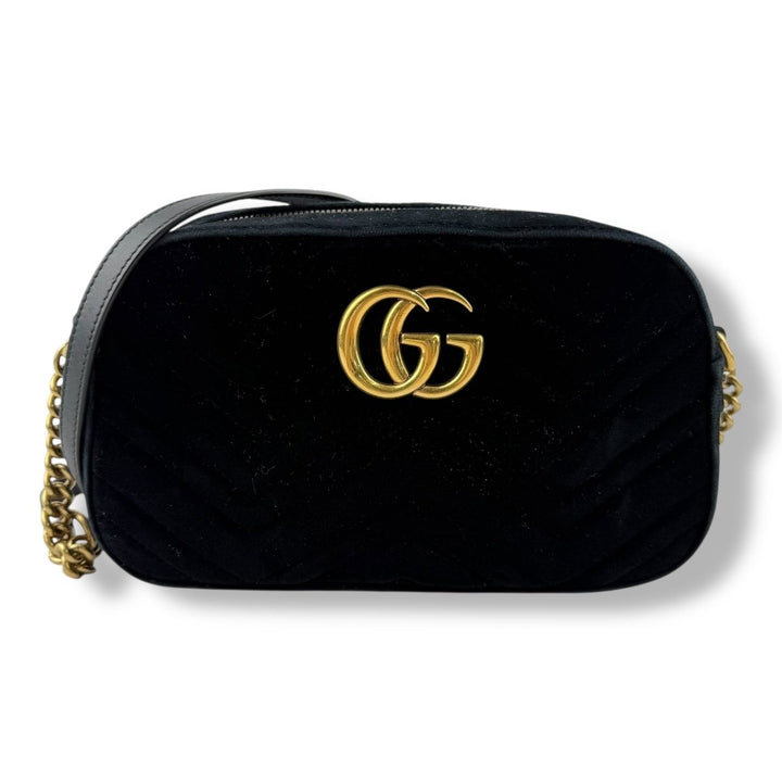 Gucci GG Marmont Black Velvet Small Handbag - Lux Central