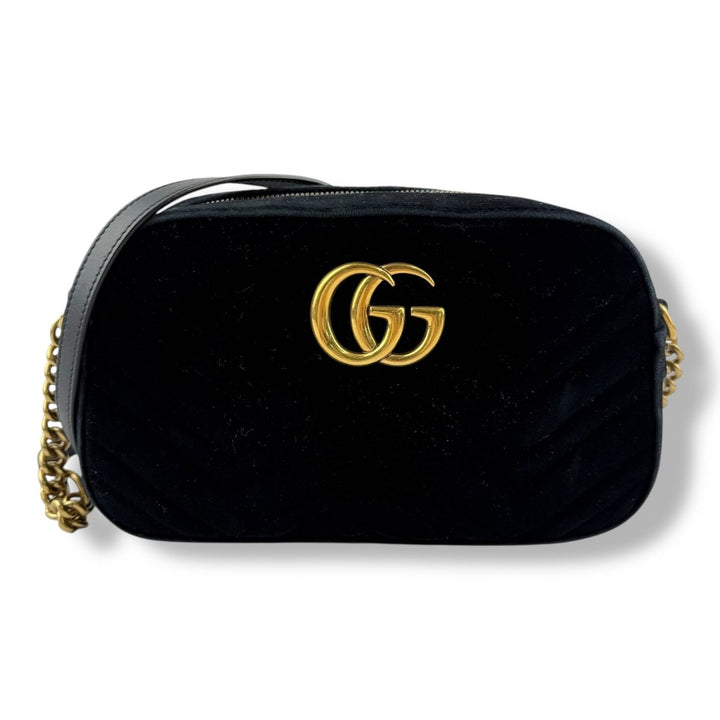 Gucci GG Marmont Black Velvet Small Handbag - Lux Central